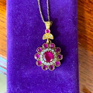 Vintage 925 Sterling silver Ruby pendant